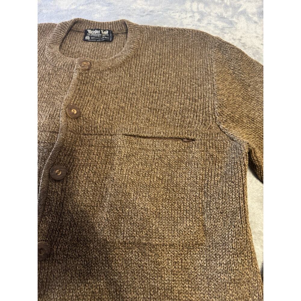 Meister Men's 100% New Pure Wool Cardigan Brown Austria Sweater LARGE Chest 44" - Picture 4 of 8